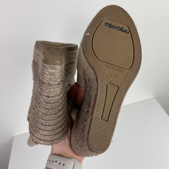 KENNA Beige Tan Espadrille Open Toe Wedge Sandal Heels 39 40 MISMATCH* - Picture 7 of 8